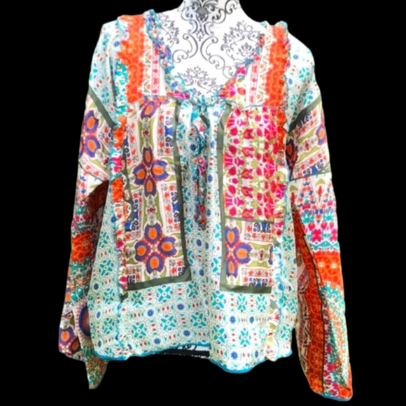 Johnny Was Tops - Johnny Was Silk Patterned Blouse